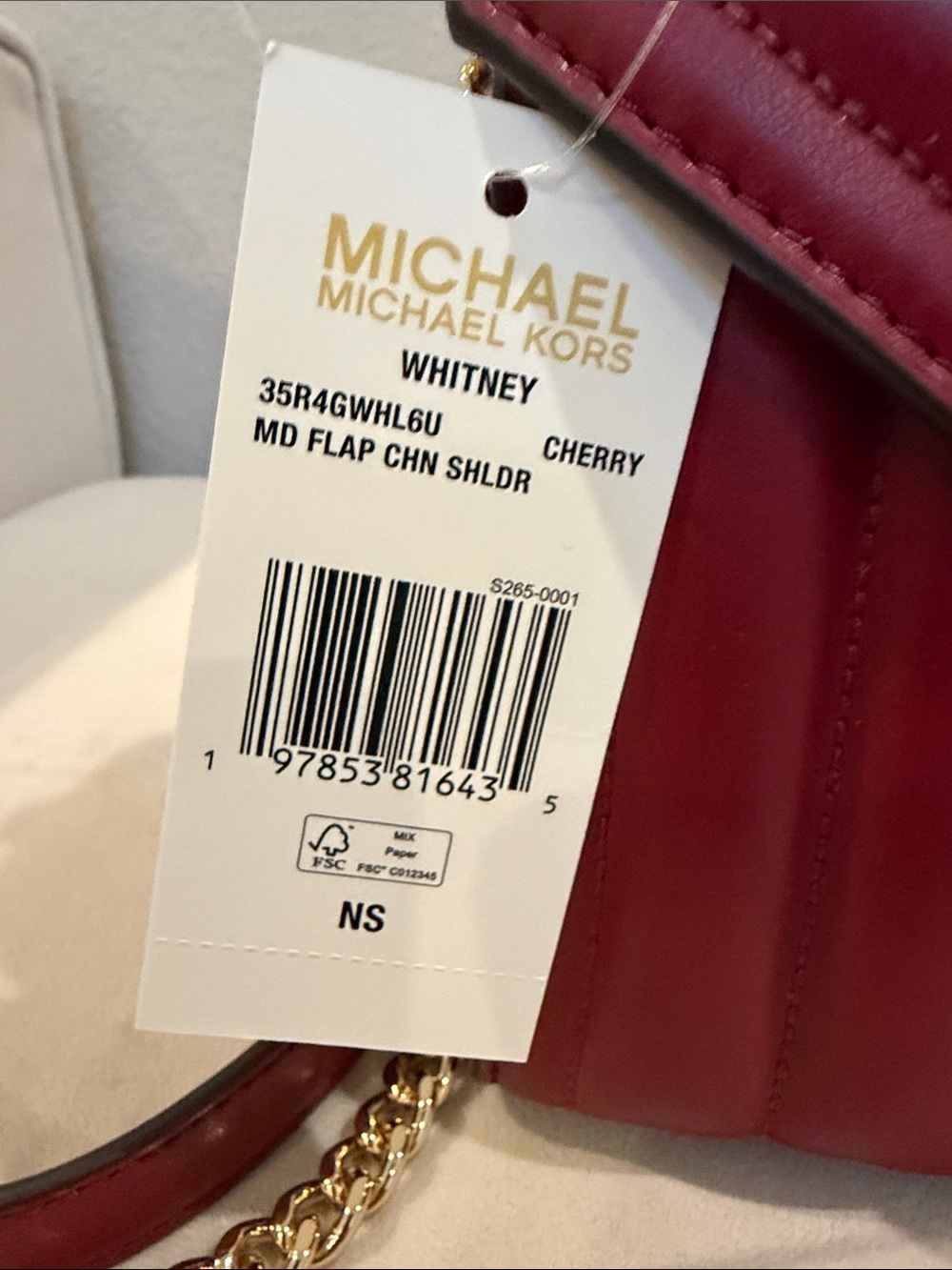 Michael Kors Quilted Crossbody Bag in Cherry Red with Gold Hardware - Picture 2 of 8